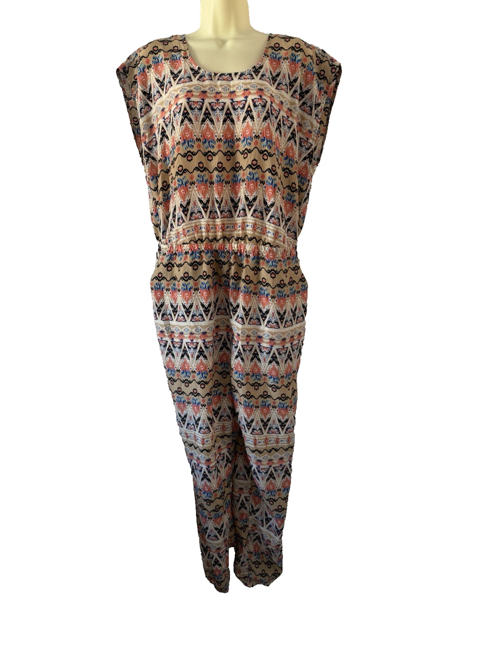 Forever 21+ Geometric Aztec Print Lightweight Jumpsuit Women Size XL Summer